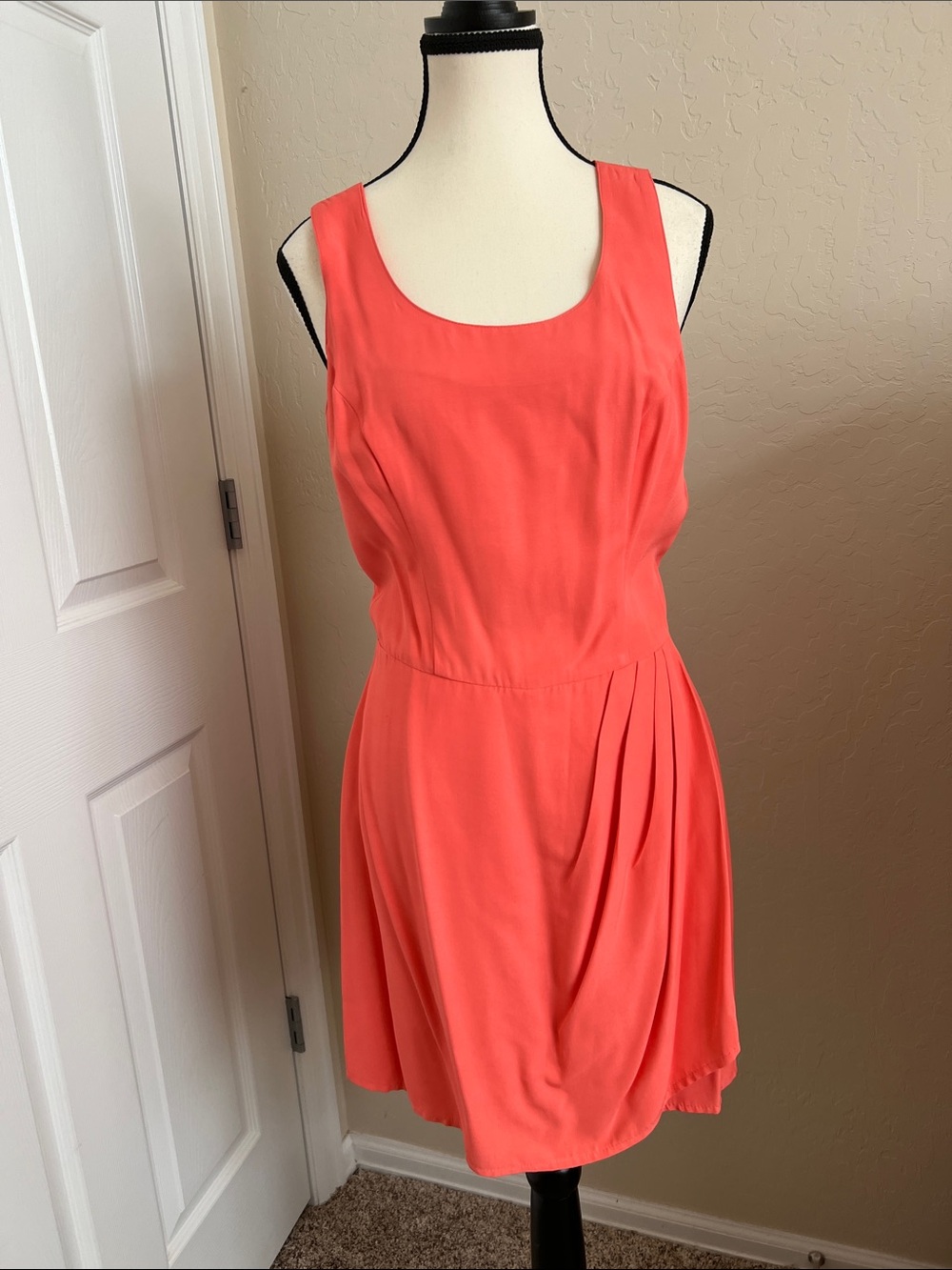 Rampage Coral Sleeveless Pleated Mini Dress